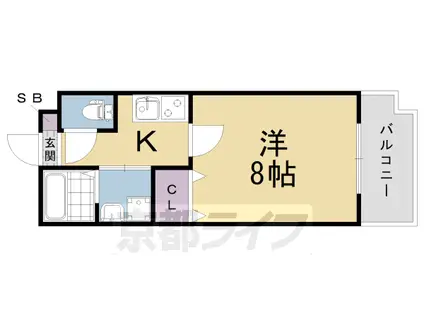 近鉄京都線 桃山御陵前駅 徒歩9分 3階建 築5年(1K/3階)の間取り写真
