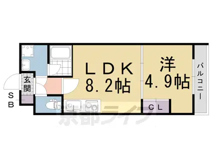 京阪電気鉄道京阪線 中書島駅 徒歩4分 5階建 築4年(1LDK/1階)の間取り写真