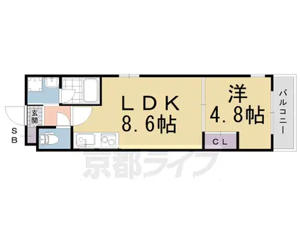 京阪電気鉄道京阪線 中書島駅 徒歩4分 5階建 築5年(1LDK/1階)の間取り写真