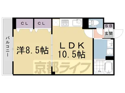 東海道本線 西大路駅 徒歩11分 4階建 築5年(1LDK/4階)の間取り写真