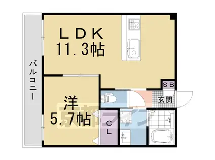 山陰本線 丹波口駅 徒歩9分 3階建 築5年(1LDK/3階)の間取り写真