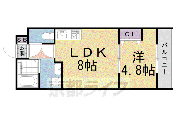 阪急電鉄京都線 西院駅(阪急) 徒歩12分 5階建 築5年(1LDK/5階)の間取り写真