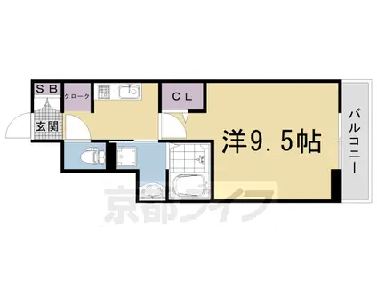 山陰本線 花園駅(京都) 徒歩5分 5階建 築4年(1K/4階)の間取り写真