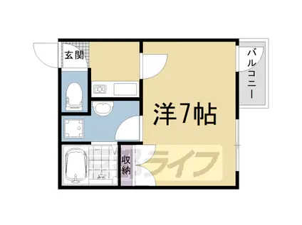 山陰本線 太秦駅(ＪＲ) 徒歩9分 4階建 築5年(1K/4階)の間取り写真