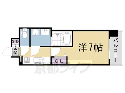 山陰本線 円町駅 徒歩7分 5階建 築5年(1K/4階)の間取り写真