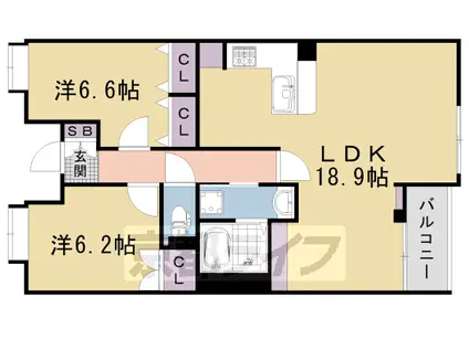 阪急電鉄京都線 西院駅(阪急) 徒歩9分 10階建 築22年(2LDK/4階)の間取り写真