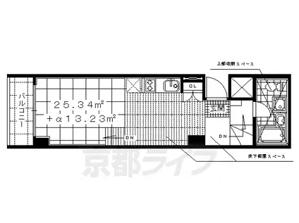 京都市烏丸線 丸太町駅(京都市営) 徒歩10分 9階建 築19年(ワンルーム/7階)の間取り写真