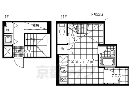 京都市烏丸線 丸太町駅(京都市営) 徒歩10分 9階建 築19年(ワンルーム/1階)の間取り写真