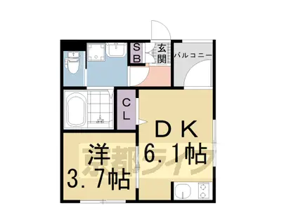 近鉄京都線 十条駅(近鉄) 徒歩12分 3階建 築5年(1LDK/1階)の間取り写真