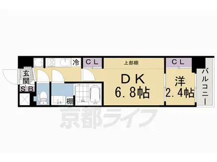 東海道本線 西大路駅 徒歩4分 7階建 築4年(1DK/3階)の間取り写真