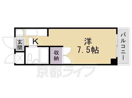 京阪電気鉄道京阪線 七条駅 徒歩5分 5階建 築36年(1K/4階)の間取り写真