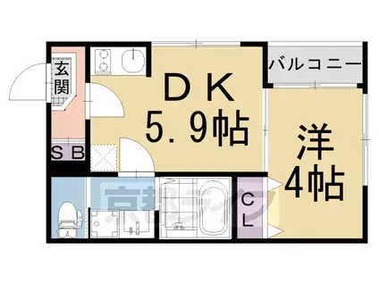 京都市烏丸線 九条駅(京都) 徒歩4分 3階建 築5年(1DK/3階)の間取り写真