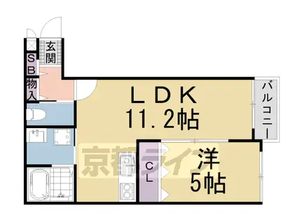 東海道本線 京都駅 徒歩10分 3階建 築4年(1LDK/3階)の間取り写真
