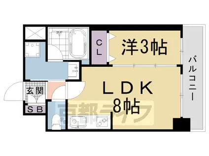 東海道本線 西大路駅 徒歩5分 7階建 築4年(1LDK/4階)の間取り写真