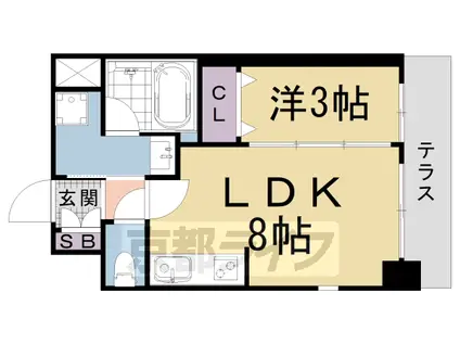 東海道本線 西大路駅 徒歩5分 7階建 築4年(1LDK/1階)の間取り写真