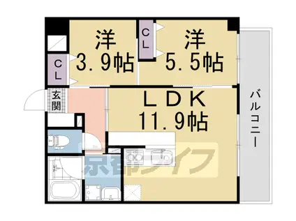 GRAND LATTICE KAWARAMACHI SHIC(2LDK/3階)の間取り写真