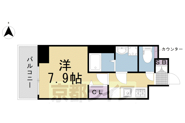 プレサンス京都北野白梅町(1K/3階)の間取り写真