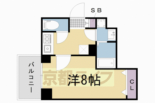 プレサンス京都北野白梅町(1K/2階)の間取り写真