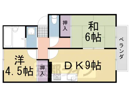 MIMOSA GARDEN COURT 壱番館(2LDK/2階)の間取り写真