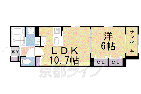 京都市烏丸線 北山駅(京都) 徒歩14分 2階建 築4年(1LDK/1階)の間取り写真