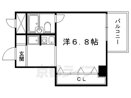 京阪電気鉄道鴨東線 出町柳駅 徒歩3分 6階建 築32年(1K/4階)の間取り写真