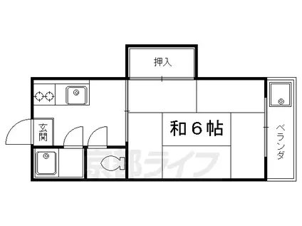 京阪電気鉄道鴨東線 神宮丸太町駅 徒歩5分 2階建 築43年(1K/2階)の間取り写真