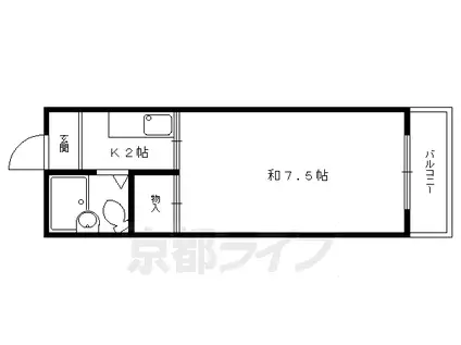 叡山電鉄 一乗寺駅 徒歩9分 5階建 築46年(1K/4階)の間取り写真