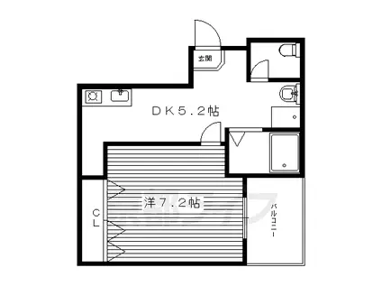 叡山電鉄 元田中駅 徒歩15分 4階建 築33年(1DK/3階)の間取り写真