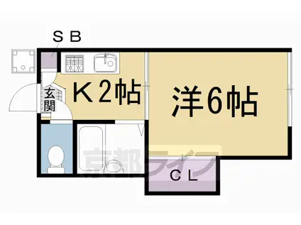 叡山電鉄 一乗寺駅 徒歩3分 2階建 築39年(1K/1階)の間取り写真