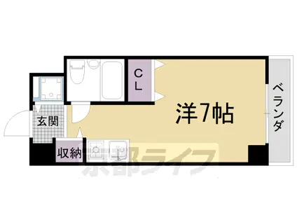 京都市烏丸線 北山駅(京都) 徒歩8分 3階建 築32年(1K/3階)の間取り写真