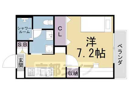叡山電鉄 茶山・京都芸術大学駅 徒歩7分 2階建 築26年(1K/2階)の間取り写真