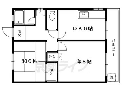 京阪電気鉄道鴨東線 神宮丸太町駅 徒歩19分 4階建 築57年(2DK/4階)の間取り写真