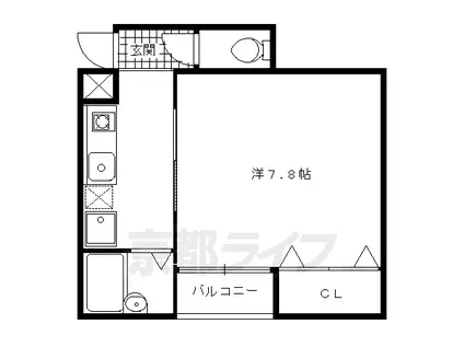 叡山電鉄 茶山・京都芸術大学駅 徒歩10分 4階建 築20年(1K/4階)の間取り写真