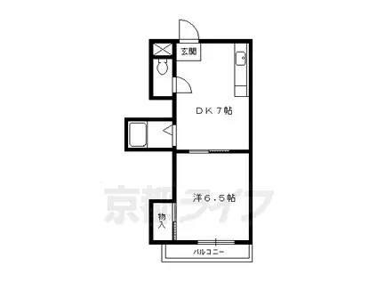 叡山電鉄 一乗寺駅 徒歩10分 3階建 築39年(1DK/1階)の間取り写真