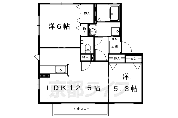 叡山電鉄 岩倉駅(京都) 徒歩15分 2階建 築21年(2LDK/1階)の間取り写真