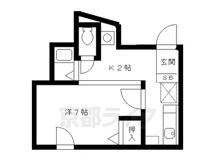 京阪電気鉄道鴨東線 出町柳駅 徒歩20分 3階建 築35年(1K/3階)の間取り写真