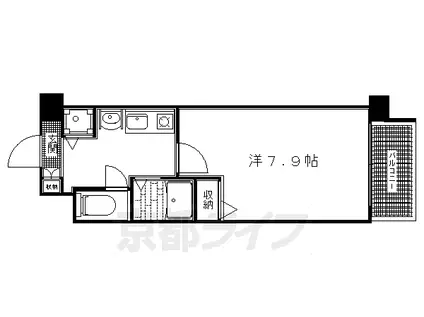 京阪電気鉄道鴨東線 神宮丸太町駅 徒歩2分 7階建 築24年(1K/3階)の間取り写真
