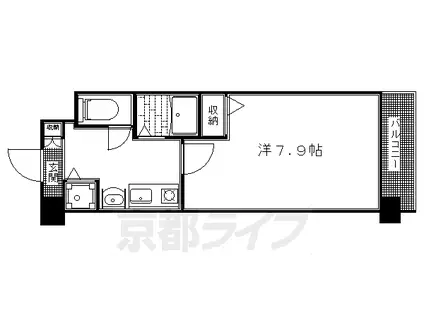 京阪電気鉄道鴨東線 神宮丸太町駅 徒歩2分 7階建 築24年(1K/2階)の間取り写真