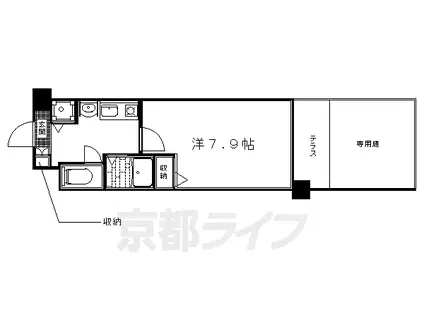 京阪電気鉄道鴨東線 神宮丸太町駅 徒歩2分 7階建 築24年(1K/1階)の間取り写真