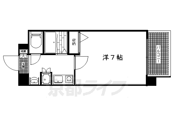 京阪電気鉄道鴨東線 神宮丸太町駅 徒歩2分 7階建 築25年(1K/4階)の間取り写真