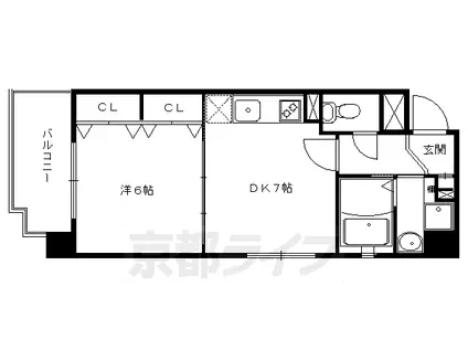 叡山電鉄 一乗寺駅 徒歩9分 6階建 築20年(1DK/3階)の間取り写真