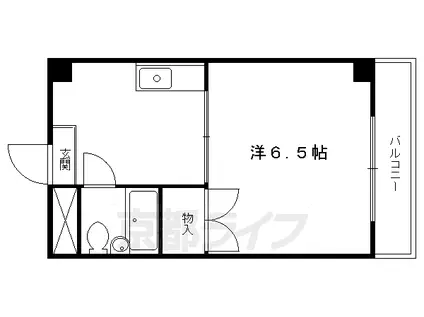 京都市烏丸線 松ケ崎駅(京都) 徒歩12分 3階建 築40年(1K/3階)の間取り写真