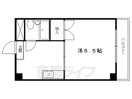 京都市烏丸線 松ケ崎駅(京都) 徒歩12分 3階建 築40年(1K/3階)の間取り写真