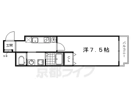 京都市烏丸線 松ケ崎駅(京都) 徒歩10分 5階建 築21年(1K/3階)の間取り写真