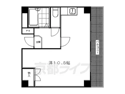 叡山電鉄 一乗寺駅 徒歩3分 4階建 築31年(1K/4階)の間取り写真