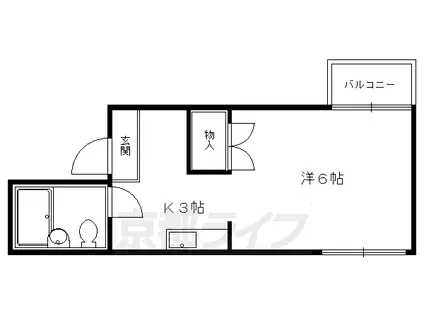 叡山電鉄 一乗寺駅 徒歩5分 3階建 築37年(1K/3階)の間取り写真