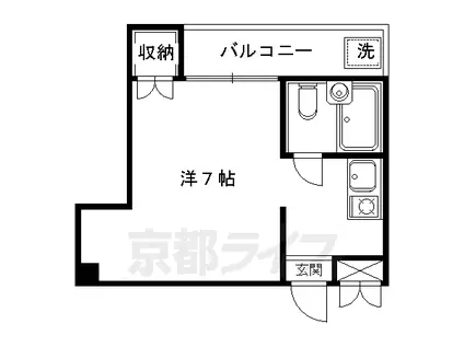 叡山電鉄 一乗寺駅 徒歩5分 3階建 築37年(1K/3階)の間取り写真