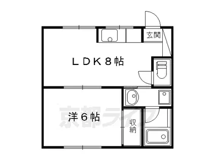 京都市烏丸線 松ケ崎駅(京都) 徒歩10分 4階建 築54年(1DK/4階)の間取り写真