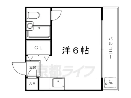 叡山電鉄 元田中駅 徒歩2分 3階建 築39年(1K/2階)の間取り写真