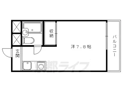 叡山電鉄 一乗寺駅 徒歩1分 4階建 築40年(1K/4階)の間取り写真